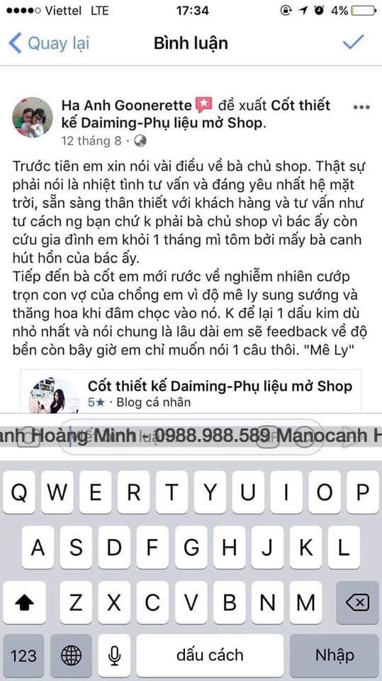 Khách bốc phốt khi mua hàng