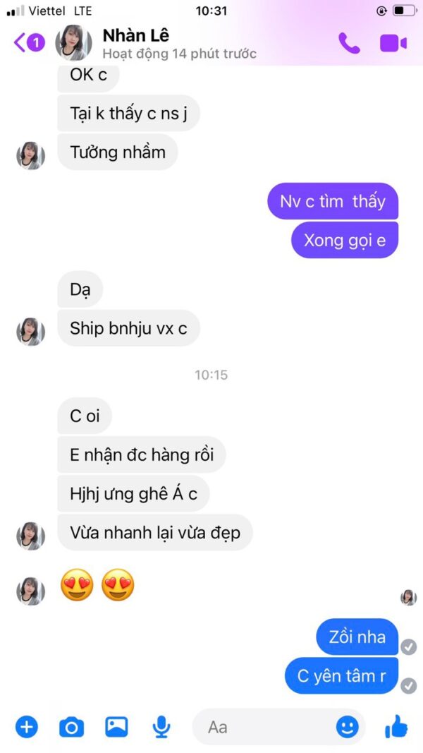 Em nhận đươc hàng rồi vừa nhanh lại đẹp